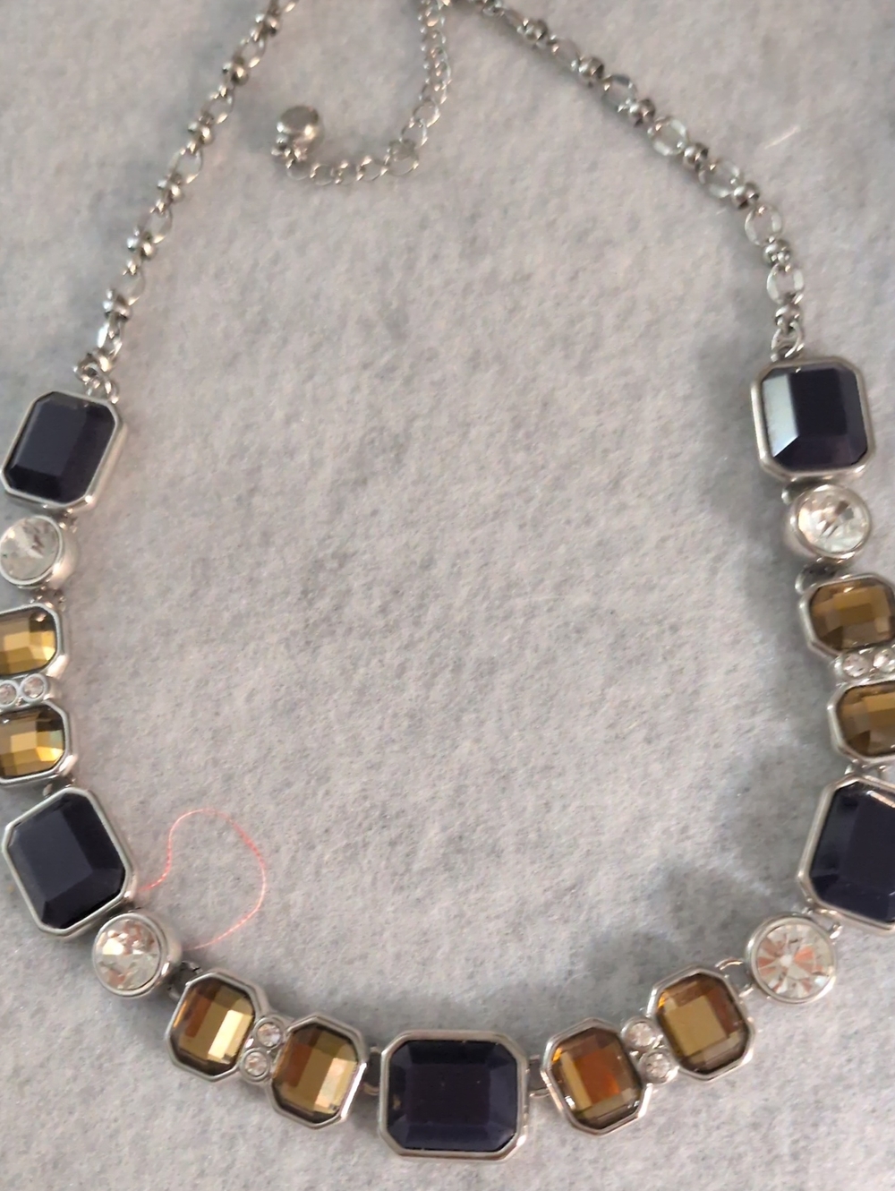 Silpada Necklace Amber and Smoky Dark Gray Stones